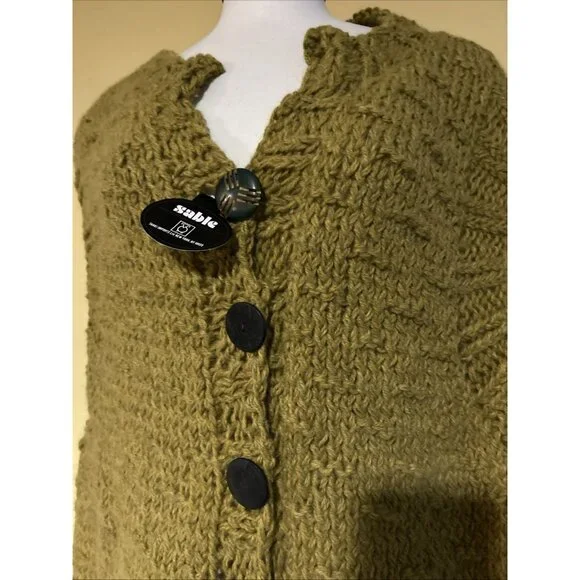 French Angora Wool Boho Hippie Chunky Knit Sweater Vest Art to Wear Large XL New - Picture 2 of 15